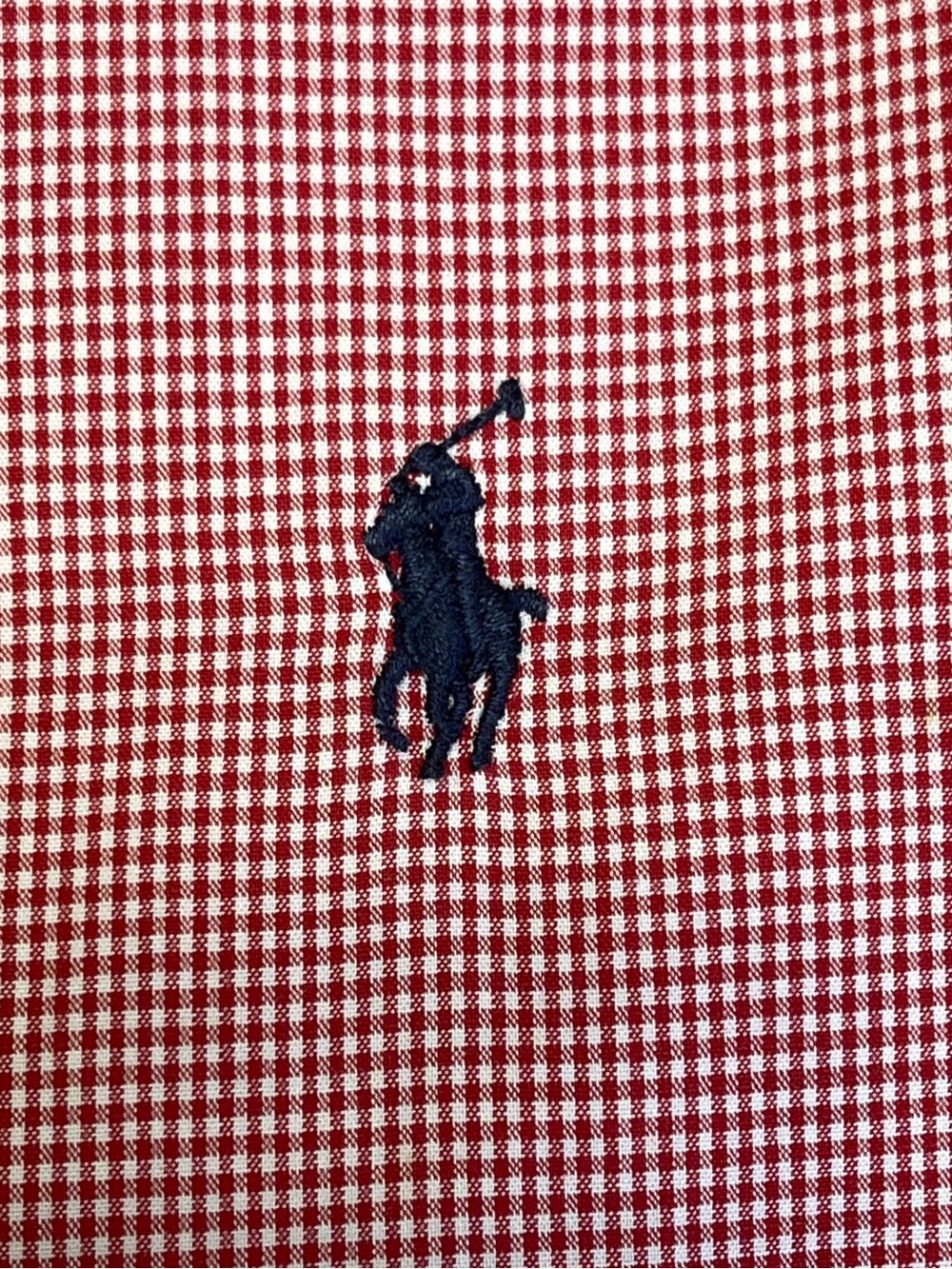 Vintage Ralph Lauren Blake Men’s L Red Gingham Navy Pony Short Sleeve Shirt - Picture 6 of 9